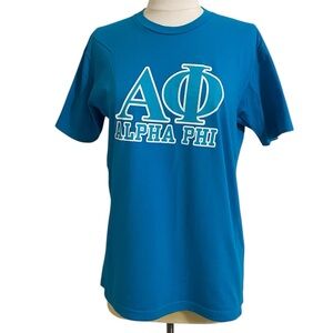 ALPHA PHI Absolutely Blue and White Short Sleeve Tee Size Medium